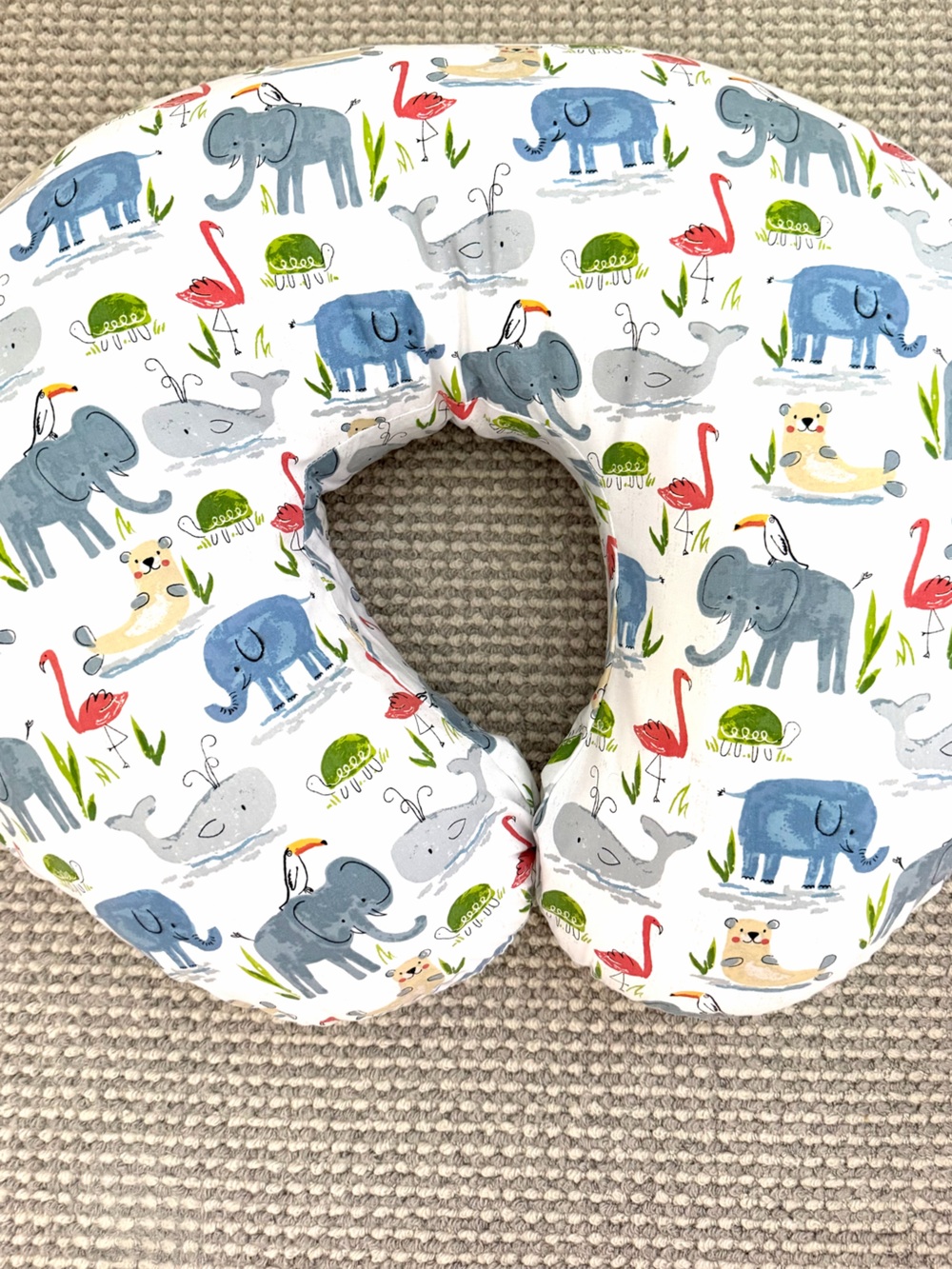 Boppy Pillow with Elephant Animal Print Cover – Baby Feeding & Support